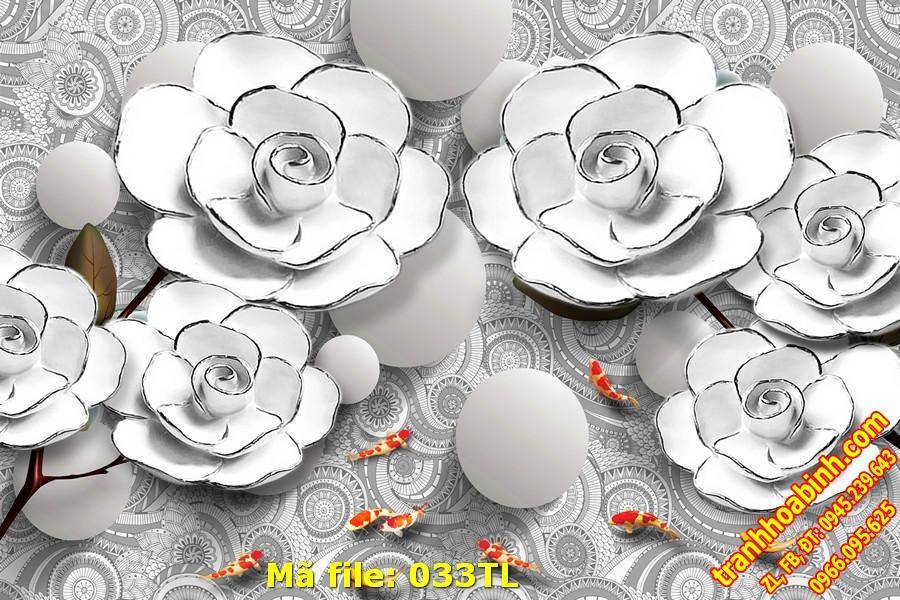 Hình gốc Cá Chép Hoa Hồng 033TL - File in Tranh tường 3D