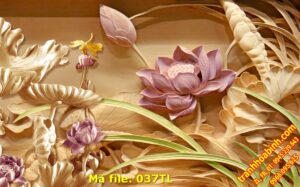 Hình gốc Hoa Sen 3D trang trí 037TL – File in Tranh tường 3D
