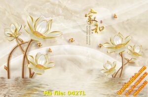 Hình gốc Hoa Sen Vân Đá Giả Ngọc 042TL – File in Tranh tường 3D