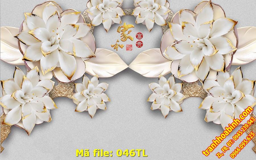 Hình gốc Hoa Trang Trí Giả Ngọc 046TL - File in Tranh tường 3D
