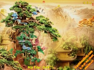 Hình gốc Tranh Phong Thủy Cây Tùng 049TL – File in Tranh tường 3D