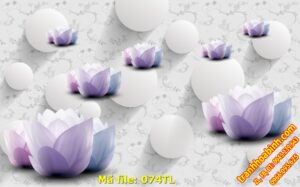 Tranh tường Hoa Sen 074TL – File hình gốc in tranh 3D