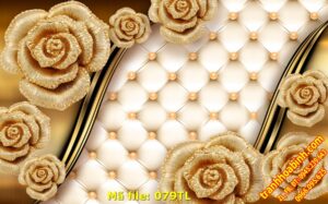 Tranh tường Hoa Hồng Vàng hoa văn 079TL – File hình gốc in tranh 3D