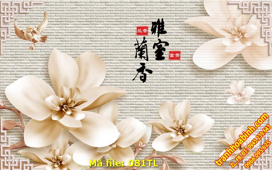 Tranh Hoa Lan Tường gạch 081TL - File hình gốc in tranh 3D