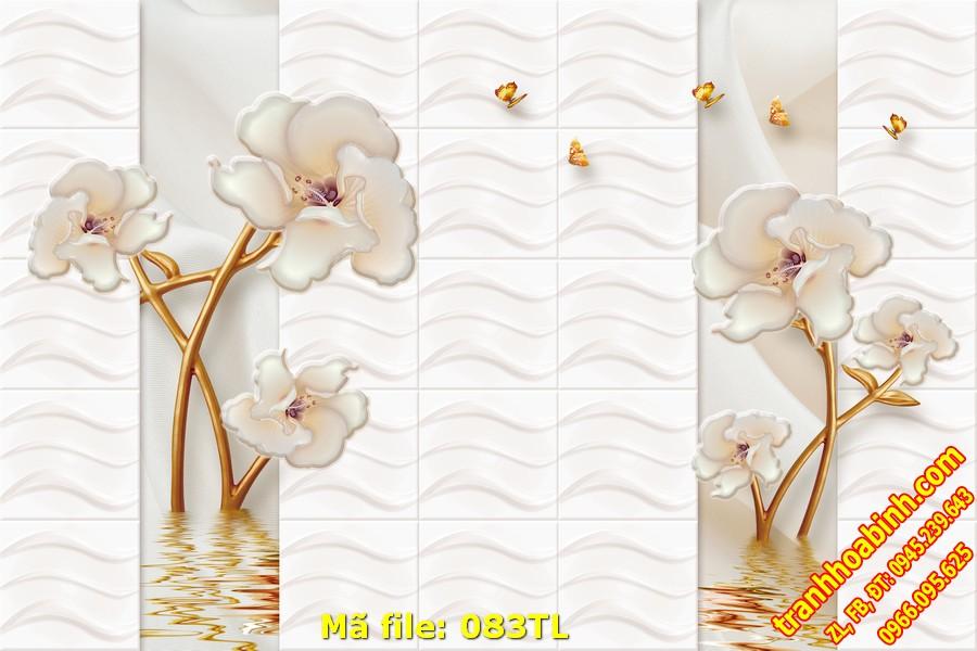 Tranh tường Hoa và Gạch Trang Trí 083TL - File hình gốc in tranh 3D