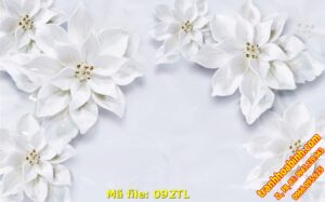 Tranh tường Hoa trắng giả ngọc 092TL – File hình gốc in tranh 3D