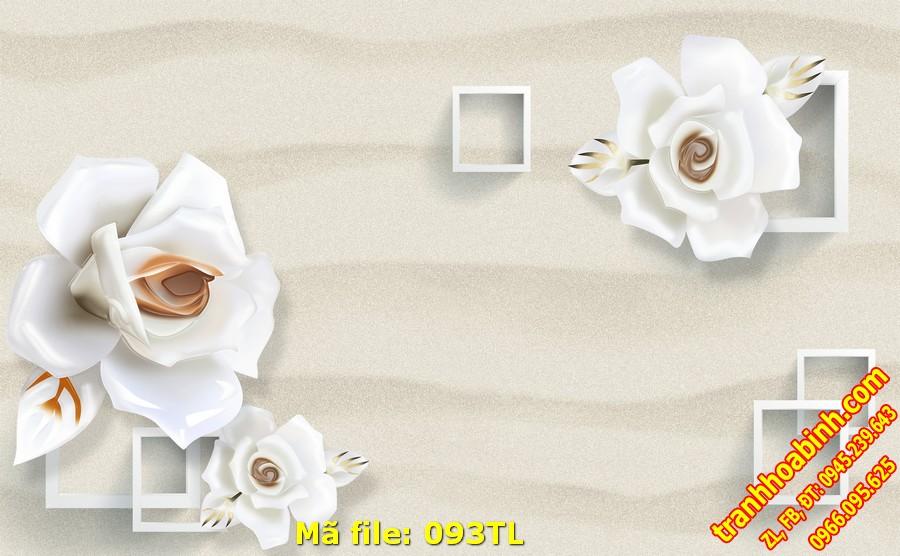 Hoa Hồng trắng 093TL - File gốc in tranh 3D