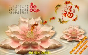 Hoa Sen Cá Chép Chữ Phúc 094TL – File gốc in tranh 3D