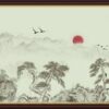 Tranh Mây Núi Cây Tùng 1039 - File gốc PSD Tranh Thủy Mặc