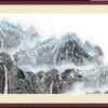Tranh Cây Tùng Trên Núi Đá 1053 - File gốc PSD Tranh Thủy Mặc