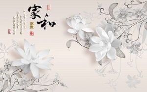 Tranh Hoa trắng 158TL – File gốc in tranh tường tranh lụa 3D