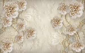 Tranh Hoa trắng giả ngọc 160TL – File gốc in tranh tường tranh lụa 3D