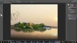 File tranh Ngôi nhà trên Hồ nước 180 - file gốc tranh phong thủy