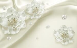 Tranh 3D hoa trắng pha lê 193TL – File gốc tranh tường tranh lụa
