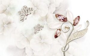 Tranh 3D hoa trắng pha lê 198TL – File gốc tranh tường tranh lụa