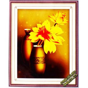 Tranh thêu Bình hoa sen vàng 2 bông – A891