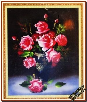 Tranh gắn đá Bình hoa hồng đỏ – 6146