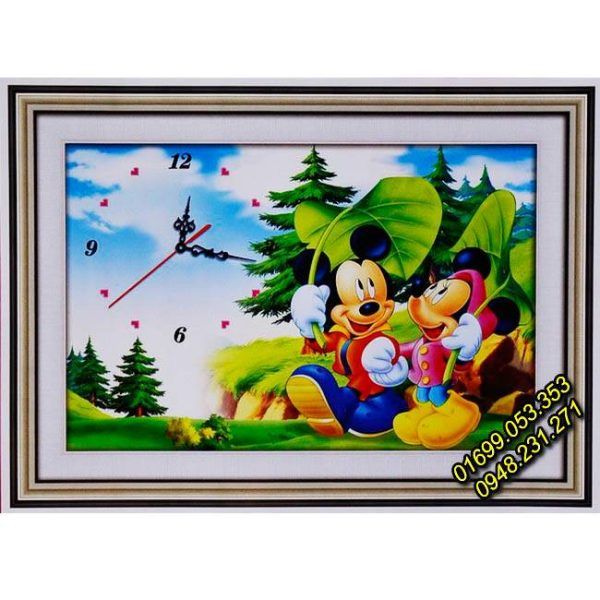 Tranh thêu Đồng hồ - Chuột Mickey - A1163