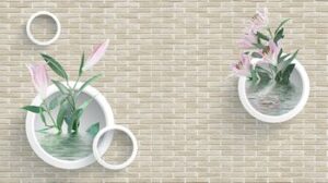 Tranh 3D Tường gạch hoa Ly 201TL – File gốc tranh tường tranh lụa