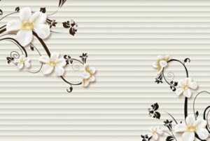 Tranh tường Hoa trắng 215TL – File gốc 3D in tranh lụa