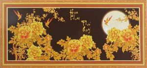 Tranh thêu chữ thập Hoa Khai Phú Quý 222566 – Hoa Mẫu Đơn vàng