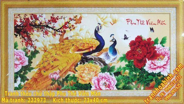 Tranh thêu chữ thập Phu Thê Viên Mãn 222973