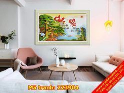 Tranh thêu chữ thập thư pháp Cha Mẹ 223094 - Tranh thêu Tùng Hạc