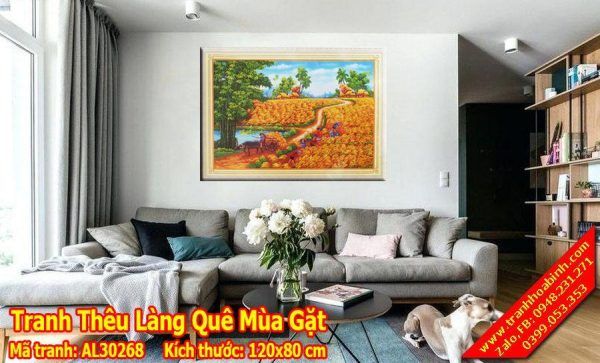 Tranh thêu chữ thập Làng Quê Mùa Gặt AL30268