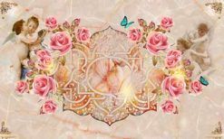 File tranh thiên thần hoa hồng 323 - file gốc tranh vân đá thảm trần sàn nhà