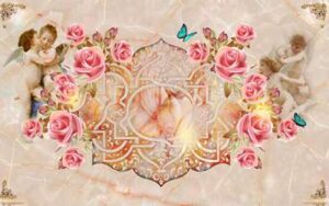 File tranh thiên thần hoa hồng 323 – file tranh vân đá thảm trần sàn nhà