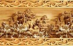 File Tranh gỗ Cây Tùng Hoa Sen 339 - File gốc tranh gỗ CNC trang trí