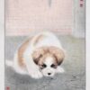 Tranh Cún Con Chơi Bóng 488 - File gốc tranh con Chó Thủy Mặc