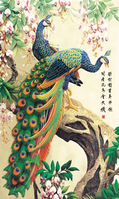File tranh Chim Công Hoa Lan 502 - File gốc Tranh Phong Cảnh
