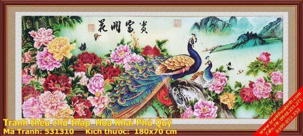 Tranh thêu chữ thập Hoa Khai Phú Quý 531310