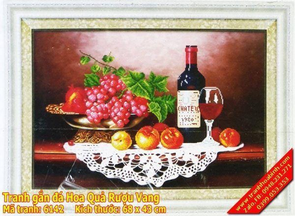 Tranh gắn đá Hoa Quả Rượu Vang 6142