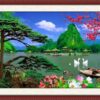 File Tranh Cây Tùng Hồ Nước 640 - File gốc JPG Tranh Phong Cảnh