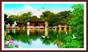 File tranh Phong Cảnh Hồ Nước 689 – File gốc PSD Tranh Phong Cảnh
