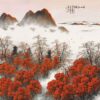 Ngọn Núi và Rừng Cây Lá Đỏ 717 - File gốc JPG Tranh Phong Cảnh