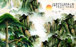 Tranh Cây Tùng Sông Núi 756 - Chia Sẻ File gốc JPG Tranh Phong Cảnh