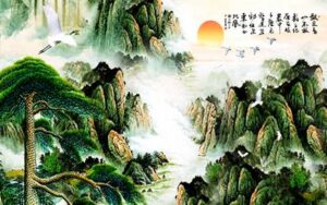 Tranh Cây Tùng Sông Núi 756 – Chia Sẻ File gốc JPG Tranh Phong Cảnh
