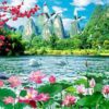 Tranh Hồ Sen Thiên Nga 786 - File gốc JPG Tranh Phong Cảnh
