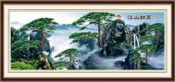 Tranh Tùng Hạc Rừng Núi 799 - File gốc PSD Tranh Phong Cảnh