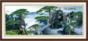 Tranh Tùng Hạc Rừng Núi 799 – File gốc PSD Tranh Phong Cảnh