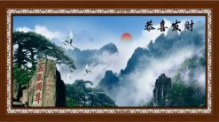 Tranh Tùng Hạc Rừng Núi 802 - File gốc PSD Tranh Phong Cảnh