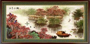 Tranh Làng Quê Sông Nước 813 – File gốc PSD Tranh Phong Cảnh