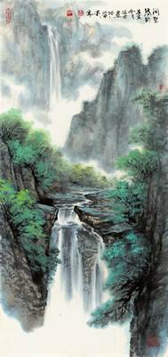 Tranh Thác Nước Trong Rừng Cây 831 - File gốc JPG Tranh Phong Cảnh
