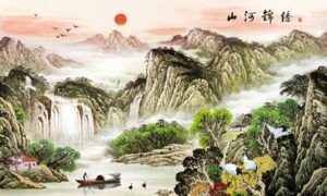 Tranh Thác Nước Núi Non 850 – File gốc JPG Tranh Phong Cảnh