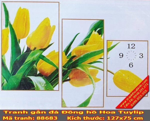 Tranh gắn đá đồng hồ hoa Tuylip 88683