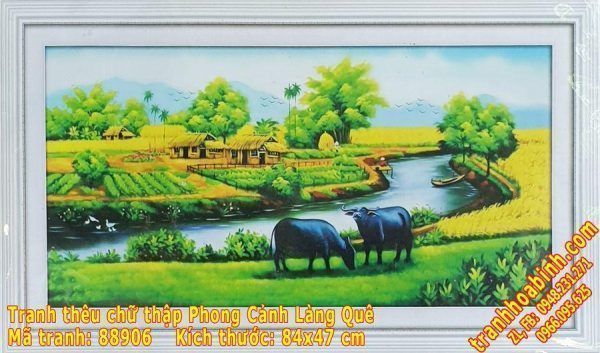 Tranh thêu chữ thập Phong Cảnh Làng Quê 88906