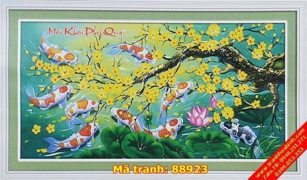 Tranh thêu chữ thập Mai Khai Phú Quý 88923